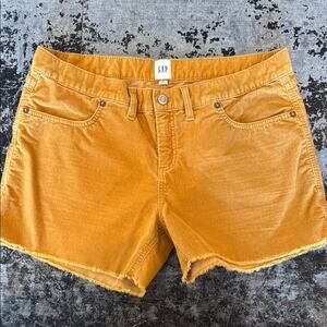 Gap Mustard Yellow Corduroy Cutoff Shorts 4" Inseam Size 12
